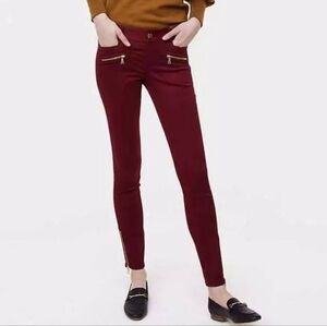 LOFT Skinny Zip Pocket Pants, Marisa Fit, Burgundy - Size 6